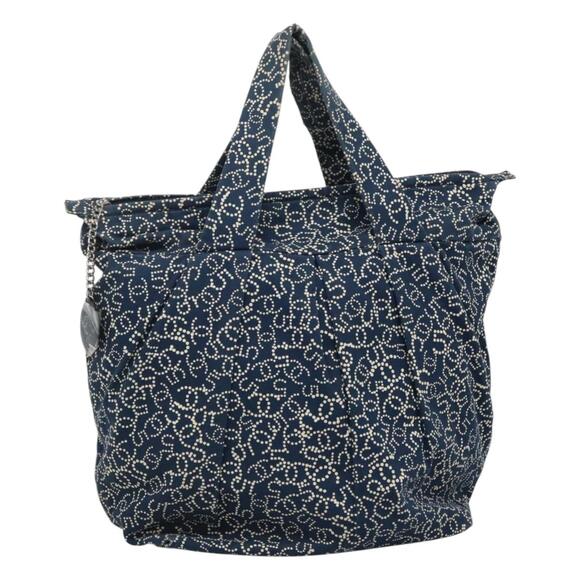 CHANEL Arabesque Tote Bag Canvas Navy CC - Picture 1 of 16
